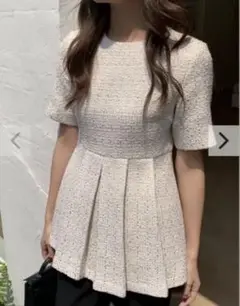 TWEED TUCK PEPLUM TOPS