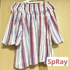 【大特価】新品未使用 SpRay マルチストライプ オフショルブラウス