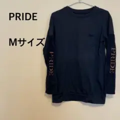 PRIDE/メンズ/長袖/ロンT/ブラック/ゴールド/袖ロゴ/胸ポケット