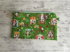 10 ハンドメイドフラットポーチ☆ときめきフレンズ☆昭和レトロアニマルグリーン