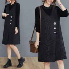 高襟女性大人気新品ゆったりワンピースレディース秋冬Cg