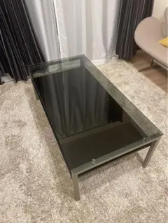 ニトリ　円形　ガラス天板　ラタン　テーブル　黒 m26993002157_1.jpg?1749891482