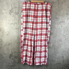 Y5558古着　チェックパンツ　パジャマパンツ　赤　白　水色　黒