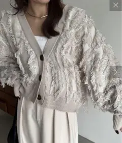 【極美品】CAPRICIEUX LE'MAGE ジャガードフリンジカーディガン