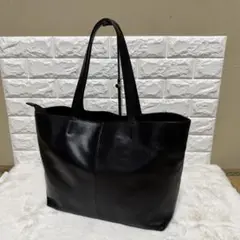 【グリーンレーベル】レザートートバッグ 本革 A4対応 肩掛け ブラック系