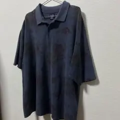 90's OLD GAP デカロゴ 茄子紺 薔薇柄 鹿の子 ポロシャツ Lサイズ