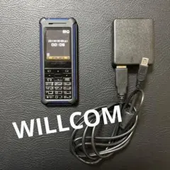 WILLCOM ウィルコム　携帯　ガラケー　ブルー×ブラック　本体&充電器セット