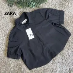 新品タグ付き✨️ ZARA ザラ 半袖ブラウス パフスリーブ 黒 サイズL