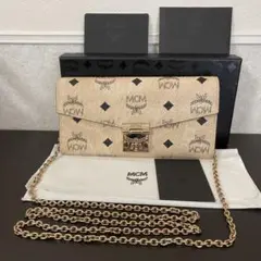 美品MCM パトリシア クロスボディ ウォレット ヴィセトス チェーンウォレット