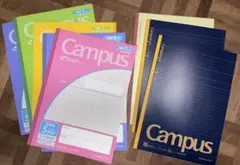Campus5mm方眼ノート5冊+ Campus A普通横罫ドット入り色違い3冊