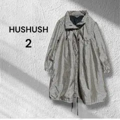 HUSHUSH◆レインウェア　フード付き　ギンガムチェック　黒×ベージュ
