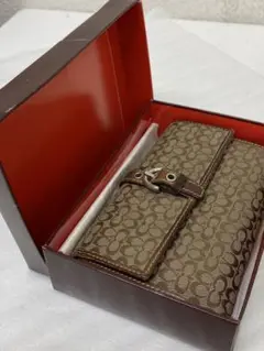 3-2338 Coach 二つ折り財布 ブラウン キャンバス