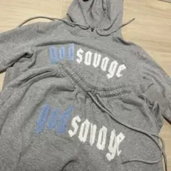godsavageセットアップパーカーグレー