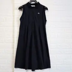 LACOSTE ノースリーブ ポロシャツ ワンピース ひざ丈 紺 ネイビー 34