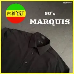 90s MARQUIS 長袖ブラックシャツUS古着アメカジヴィンテージ無地