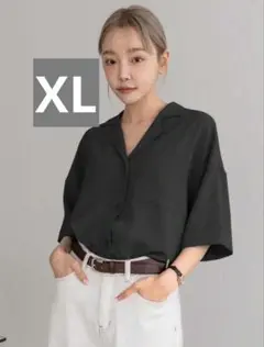 ブラック ボタンシャツ 半袖 DAZY XL