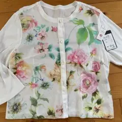 カーディガン　綿100 花柄