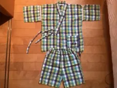 Familiar甚平 中古　緑・青チェック 110サイズ