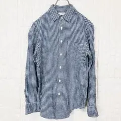 【美品】　爽やか大人カジュアル◎ ユニクロ 麻混　チェックシャツ【815】