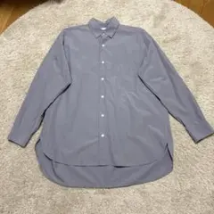 GU オーバーサイズロングカラーシャツ　ブルー　メンズ