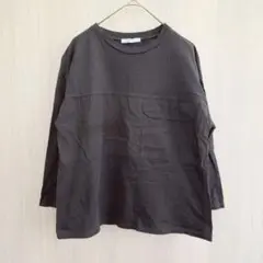 ザラベーシック カットソー ロングTシャツ 胸ポケット 綿100 ブラック S