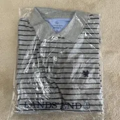 Lands' End ポロシャツ Mサイズ グレー/ストライプ