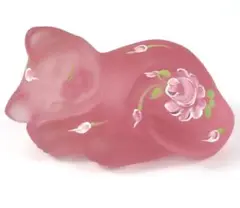FENTON 花柄1989年製 猫 フェントン オパールガラス 置物 2姉妹 FENTON CAT フェントン ねこ | lacoiffe （コワフ）