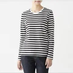 無印良品　クルーネック　ボーダー　Tシャツ