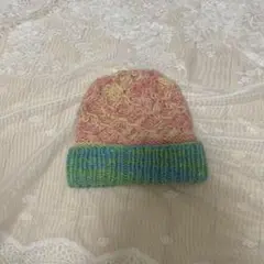 ハンドメイドカラフルニット帽 リバーシブル