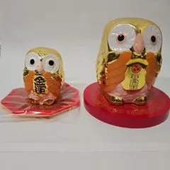 お値下げしました　金持神社　フクロウ　水晶院 貯金箱、置物セット