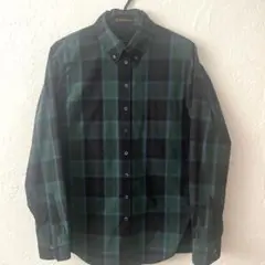 Breacans グリーン・ネイビー チェックシャツ　XL