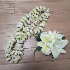 フラダンス用花飾り 黄色と白