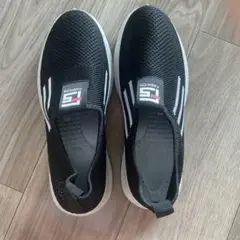 ファッション メッシュ スリッポンスニーカー ブラック