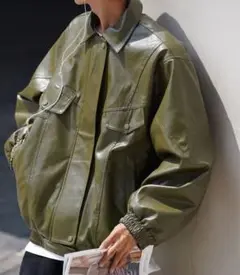 Oversize PU Leather JacketJK057 レザージャケット