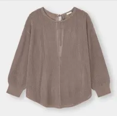 【GU】メッシュバックリボンセーター　ブラウン