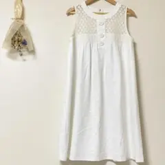 【QUEENS COART】ノースリーブワンピース♡コットン♡ホワイト♡