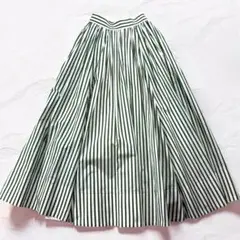 美品✨ ebure エブール シルク　 ストライプ フレアスカート 36