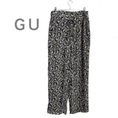【ジーユー】ＧＵ　ペイズリー柄　ストレート　イージーパンツ　Ｍサイズ　ネイビー