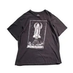 7TSM3【DOM】スペースシャトル　手書きデザインTシャツ　黒　古着used