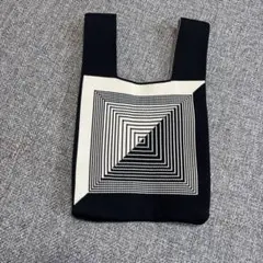 モノトーン 幾何学柄 ニット 素材 エコバッグ レディース バック エコ