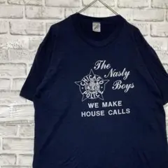 USA製90sヴィンテージTシャツ！シングルステッチ　ネイビー半袖古着XL 16