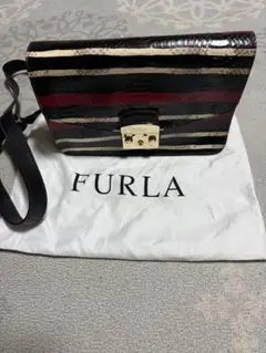 FURLA ストライプ ショルダーバッグ 保存袋付き
