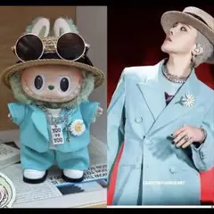 即日发送/ラブブgdragonコスチューム GDLABUBUぬいぐるみ着せ替え服 labubuラブブ G-DRAGON ぬい服着ぐるみ 着せ替え服5点セット