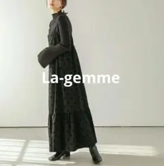 新品 La-gemme ラジエム　キャミワンピース ロング フロッキードット