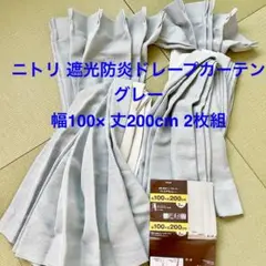 ニトリ 遮光防炎ドレープカーテン グレー 幅100×丈200cm 2枚組