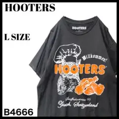 古着 HOOTERS フーターズ スイス 企業系 プリント Tシャツ 黒 L