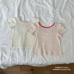 韓国子供服　ninibello いちご　半袖　カットソー　バッククロス　S