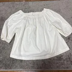 チュニック 七分袖　ハンドメイド　白(生成り) 綿麻素材　Lサイズ