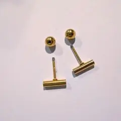 つけっぱなしピアス 匿名配送♡ゴールドバーピアス8mm 3-21