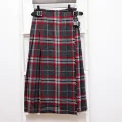 【極美品】オニールオブダブリン ロングチェックロングスカート US8 グレー
